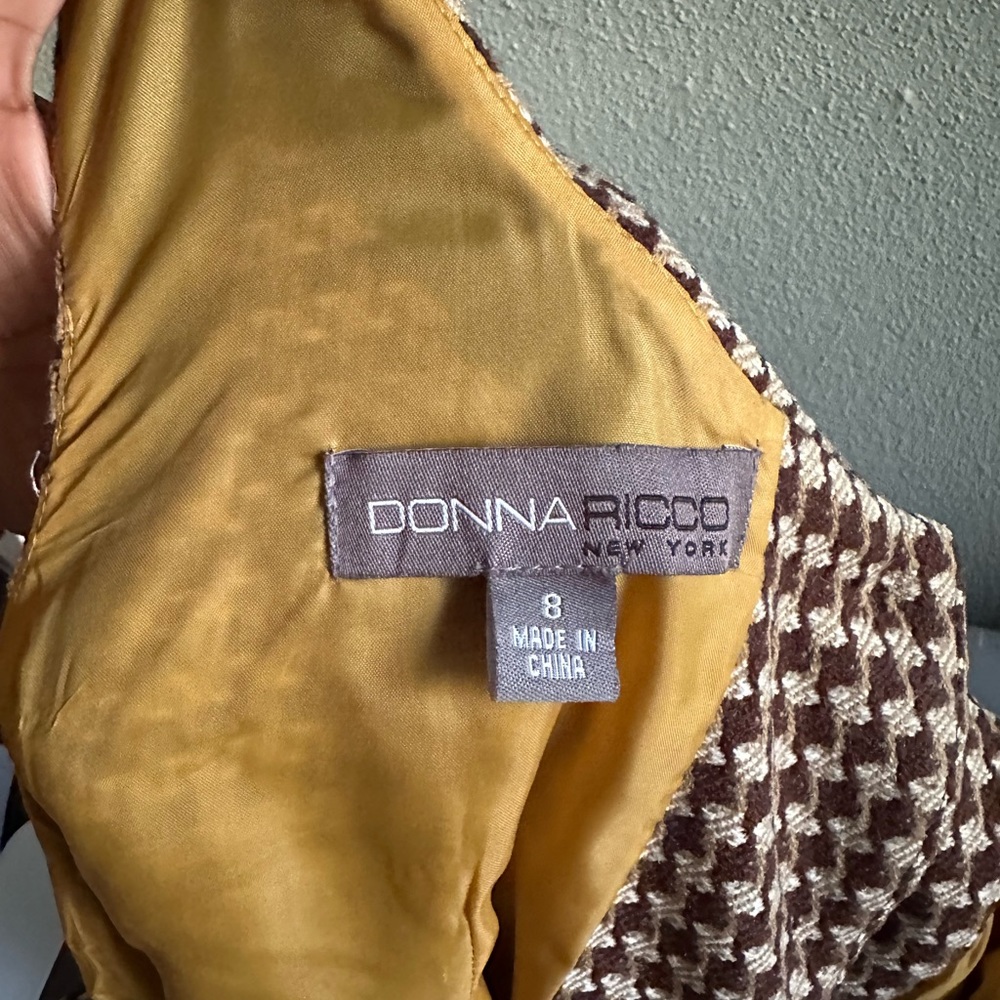 Donna Ricco New York Vintage Sleevless Houndstooth Dress Size 8 - Picture 3 of 4